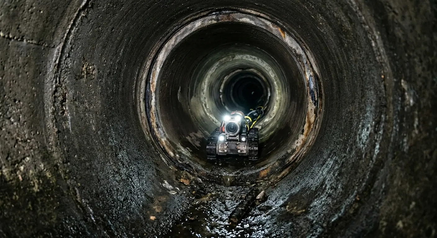 Robotic sewer camera inspecting pipe interior for Sewer Line Cleaning in Shiloh
